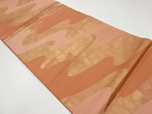 リサイクル　変わり波模様織出し開き名古屋帯（額縁仕立て）